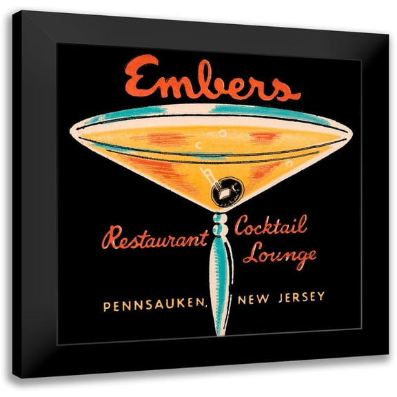 Vintage Booze Labels 12x12 Black Modern Framed Museum Art Print Titled - Embers Restaurant Cocktail Lounge