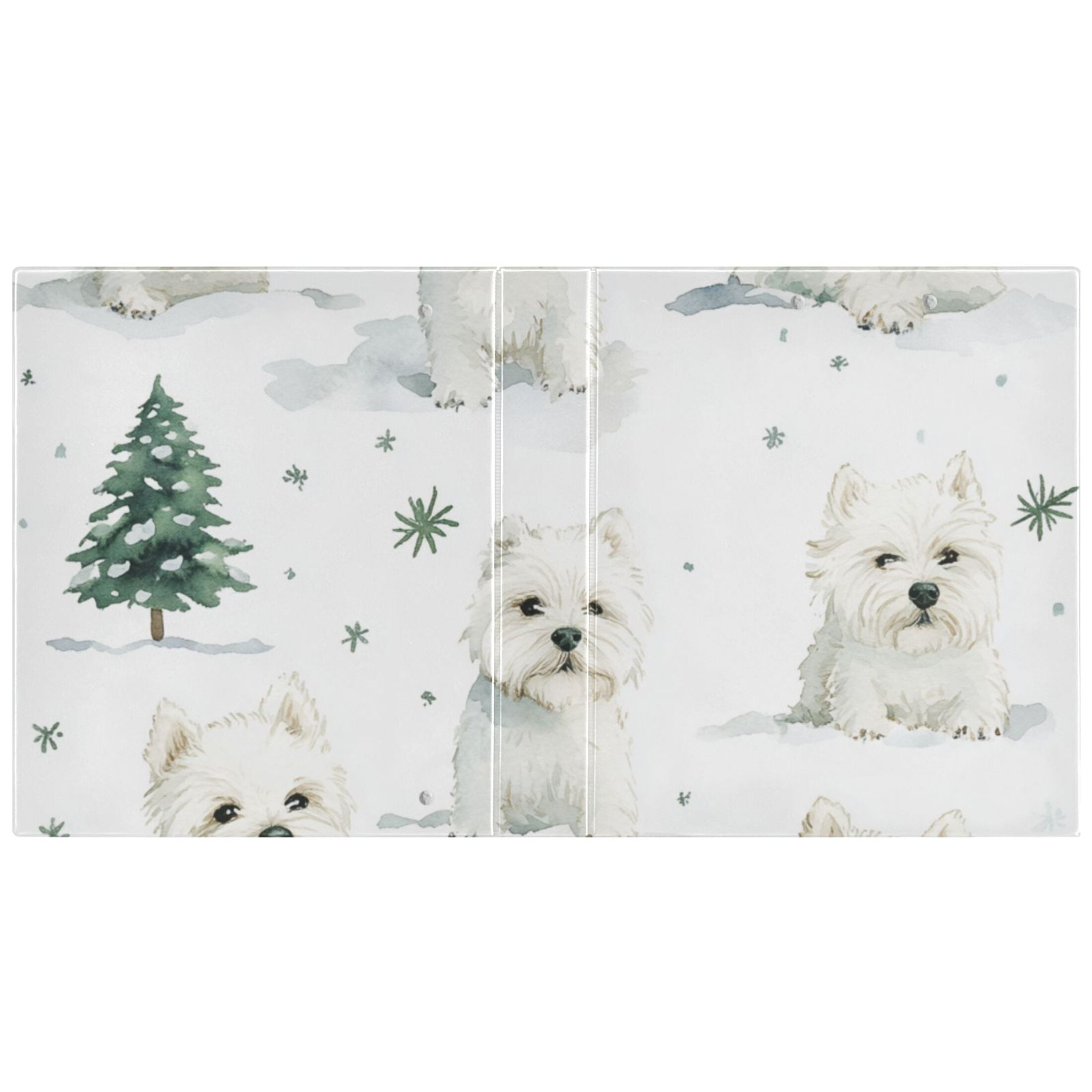 Cute White Dogs 3 Ring Binders 1.5 inch Hardcover File Folders with Interior Pockets A4 Size Organizer for School Office Hospital