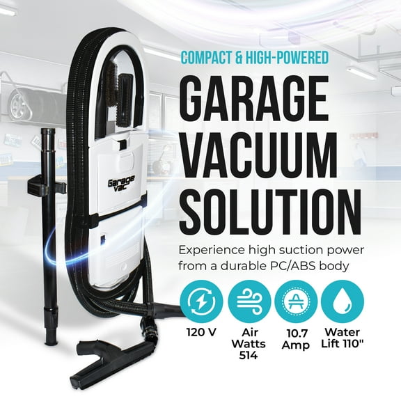 GarageVac Wall Mounted Vacuum – Sleek Compact GH120