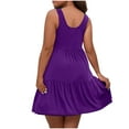thumbnail image 6 of RYRJJ Plus Size Sundresses for Women Sleeveless Scoop Neck Ruffle Tiered A Line Dresses Summer Casual Loose Beach Tank Dress(Purple,3XL), 6 of 9