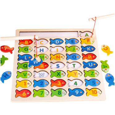 Magnetic Wooden Fishing Game Toy Alphabet Counting Games Puzzle with Numbers and Letters Wooden Fishing Game Toys Gifts for Educational Toys