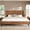 Brown + Bamboo + Queen, variant on Full Size Platform Bed with Bamboo-made Structure, Mid-century Style Full Bed Frame with Headboard, Round Corner Design, Natural