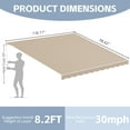 thumbnail image 5 of GDPFN 10' x 8' Awning for Patio, Retractable Awning Outdoor Patio Canopy, Sun Shade with Manual Crank Handle, Porch Awning for Patio, House, Deck, Beige, 5 of 7