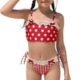 thumbnail image 2 of ITSAME Girls Bikinis Set, Polka Dot Print Top and Striped Print Briefs 2-Piece Summer Quick-Dry Beach Swimsuit Red Size 10, 2 of 9