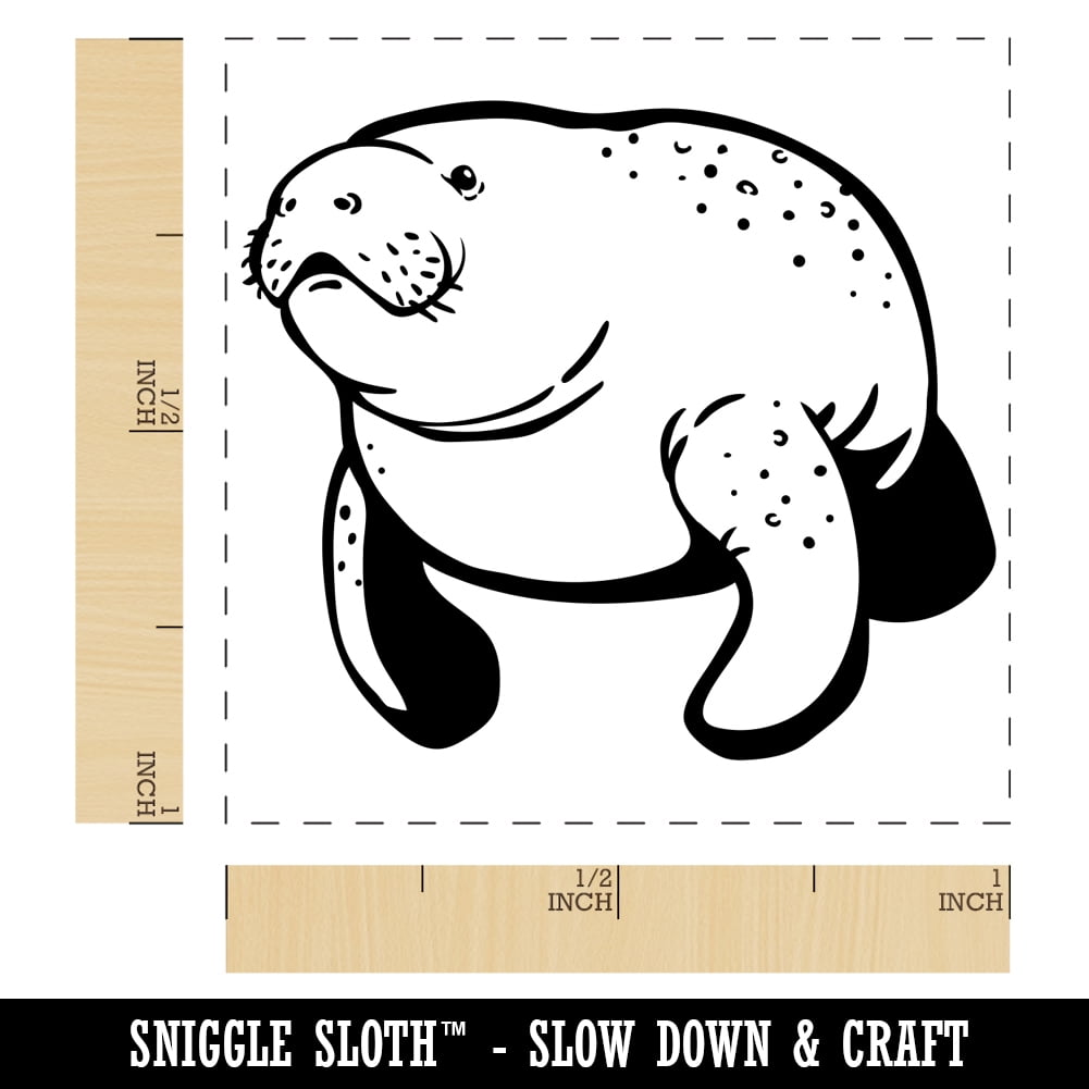 Gentle Manatee Self-Inking Rubber Stamp Ink Stamper - Brown Ink - Small 1 Inch