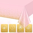 thumbnail image 3 of LAICAIW 4 Pack Pink and Gold Plastic Tablecloth for Parties, Pink Disposable Table Cloth for Rectangle Tables, Gold Stamping Dot Confetti Light Pink Tablecloth for Birthday Wedding Baby Shower Party, 3 of 7
