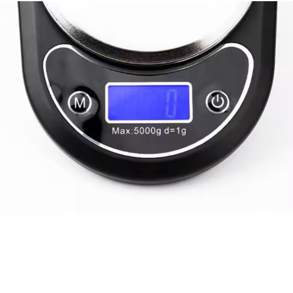 IVV Electronic Kitchen Scale with Backlit LCD Display, Batteries Included, Weighs up to 11 pounds, Stainless Steel Food Scale for Meal Prep, Cooking, and Baking, Black