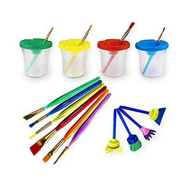 Yeacher 14 Pieces Painting Tool Kit with Paint Brushes No Spill Paint Cups Colored Lids Walmart.ca