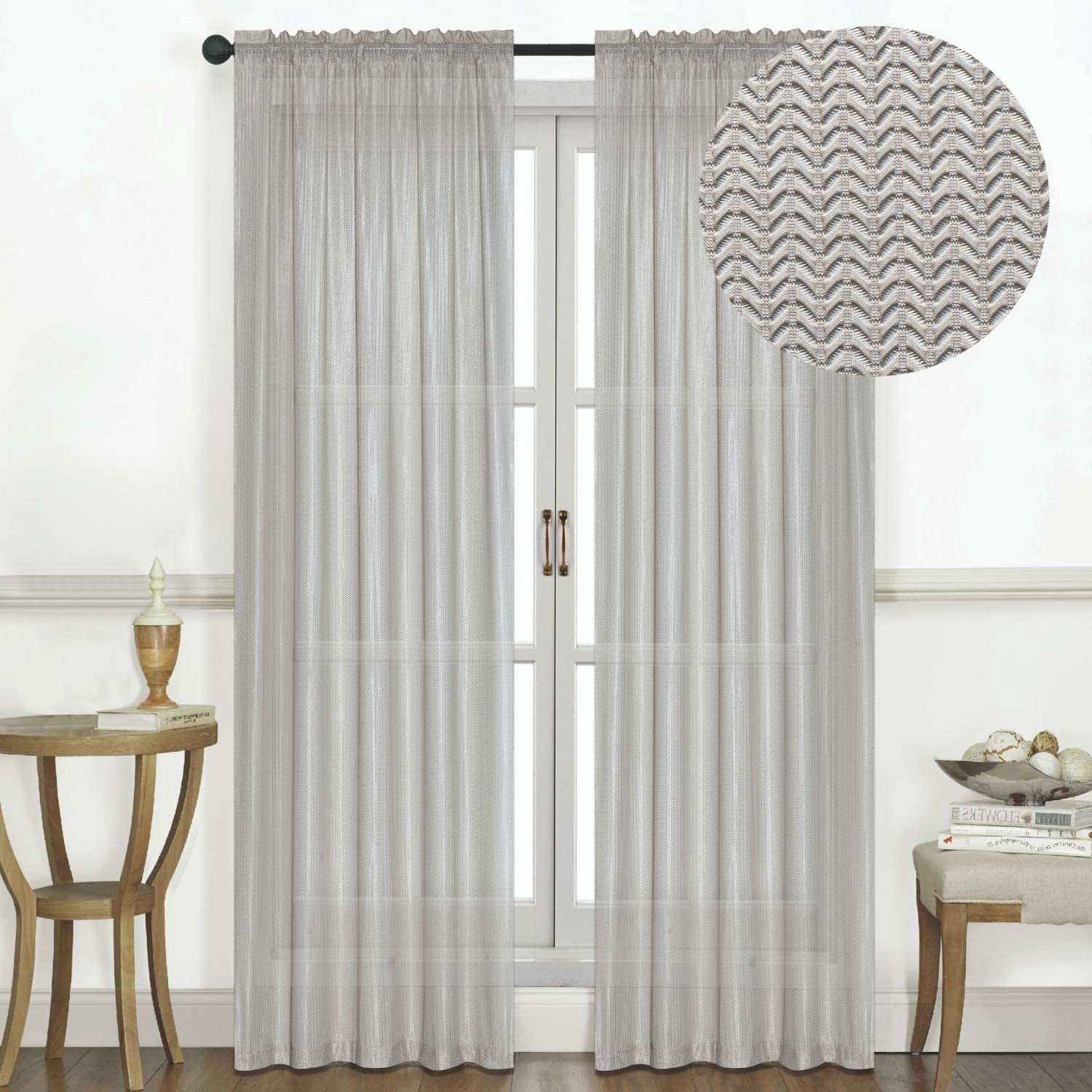 Solid Window Curtain Panel Valance Rod Pocket 3D Textured Jacquard Raleigh 54x90 - Picture 8 of 17