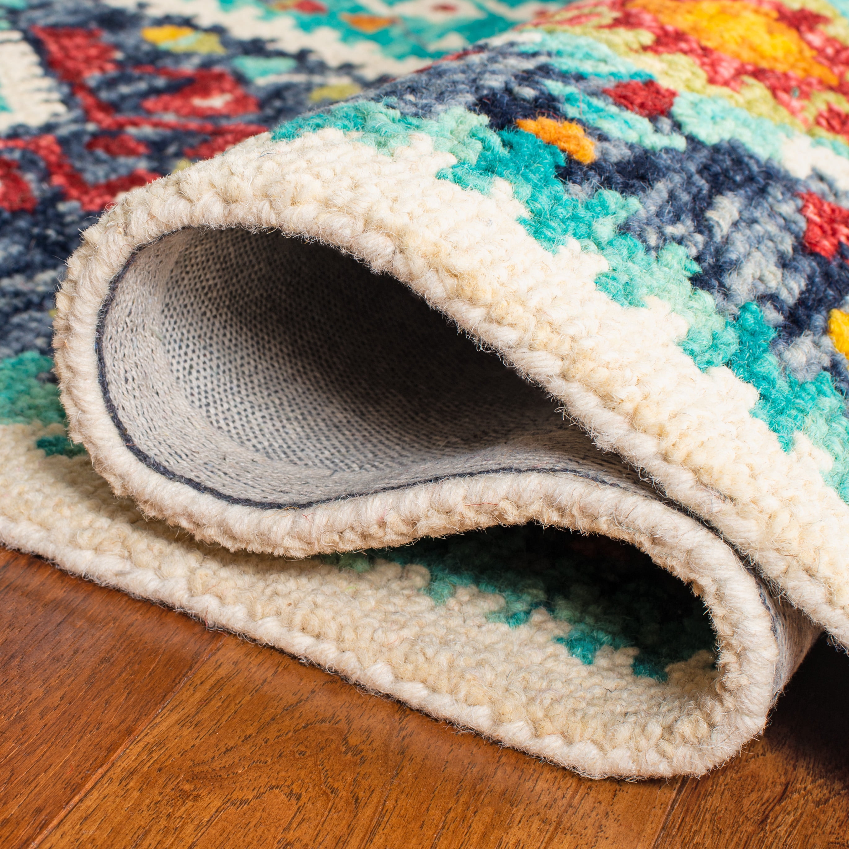 SAFAVIEH Aspen Cynthia Tribal Area Rug, Blue/Rust, 5' x 8'