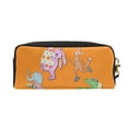 thumbnail image 3 of Leather Portable Travel Small Makeup Bag, Multifunctional Storage Bag, Orange Fun Animal Party Pencil Case, 3 of 4