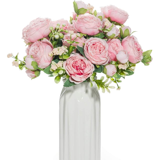 4 racimos de flores artificiales para decoración, ramo de rosas artificiales, arreglos de seda, centro de mesa de plástico para jarrón, pastel (no incluye jarrón) Zhivalor CZJJ-HQ1-2
