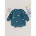 thumbnail image 2 of Bagilaanoe Newborn Baby Boys Girls Knitted Romper Sweater Long Sleeve Bodysuits Flower Embroidery Pullover 3M 6M 9M 12M 24M Infant Warm Jumpers Tops Fall Loose Knitwear, 2 of 7