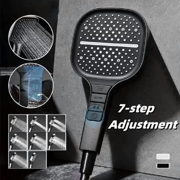 Boquilla Grande con 7 Modos de Boquilla Ajustable, Boquilla Mezcladora de Ahorro de Agua de Alta Presión para Inodoro, Accesorios para Inodoro, Color Plateado y Negro