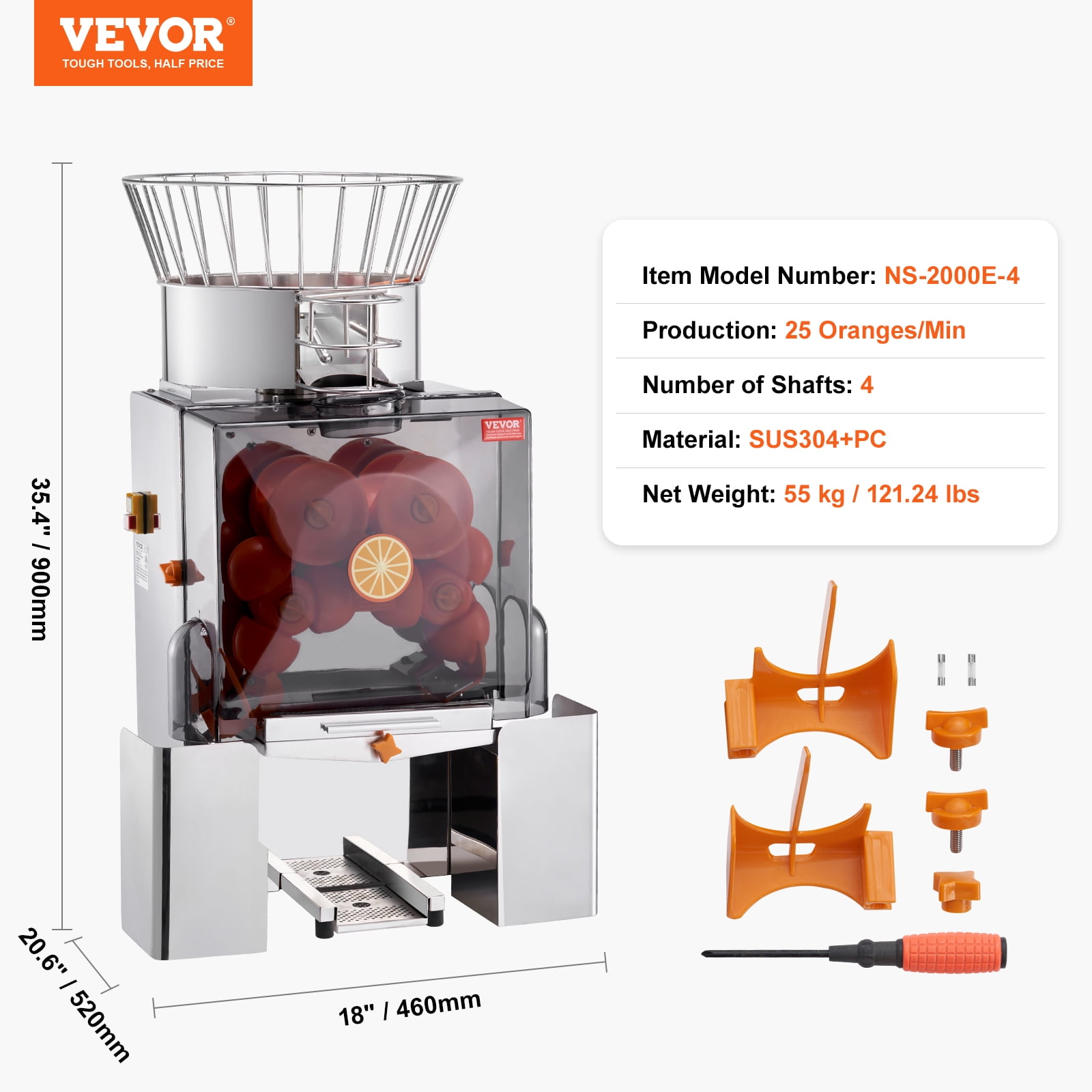 KFFKFF Commercial 120W Orange Juicer Machine Automatic Juice Squeezer Extractor