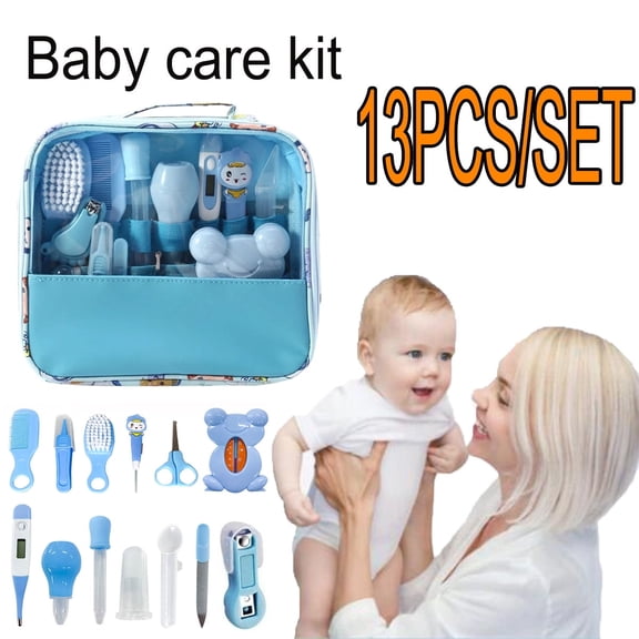 XIRQI 13pcs Baby Care Set Nasal Aspirator Comb Feeder Beauty,Electric Nail Trimmer Set for Newborn Boys Girls Haircut Tools