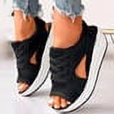 

Contrast Paneled Cutout Lace-Up Muffin Sandals - Sandals for Women Summer Peep Toe Sandals Shoes Wedges