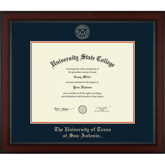 The University of Texas San Antonio Diploma Frame, Document Size 14" x 11"