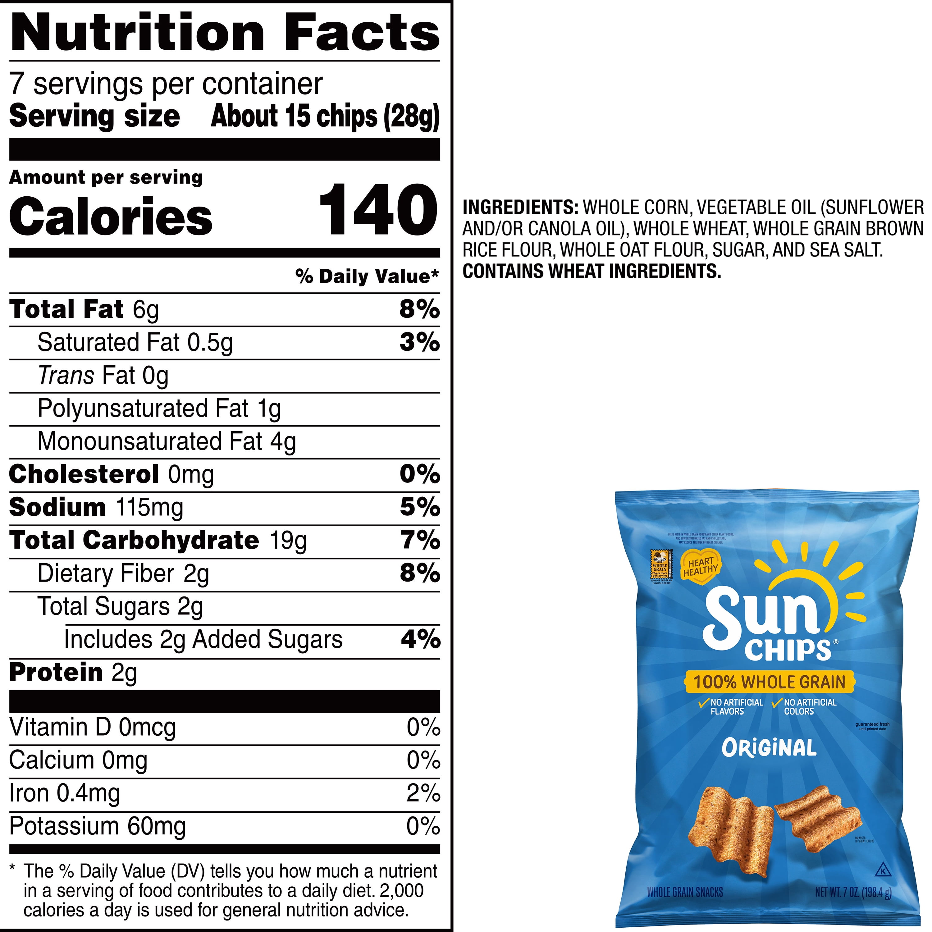 unChips 100% Whole Grain Original Snack Chips Bag, 7 oz​