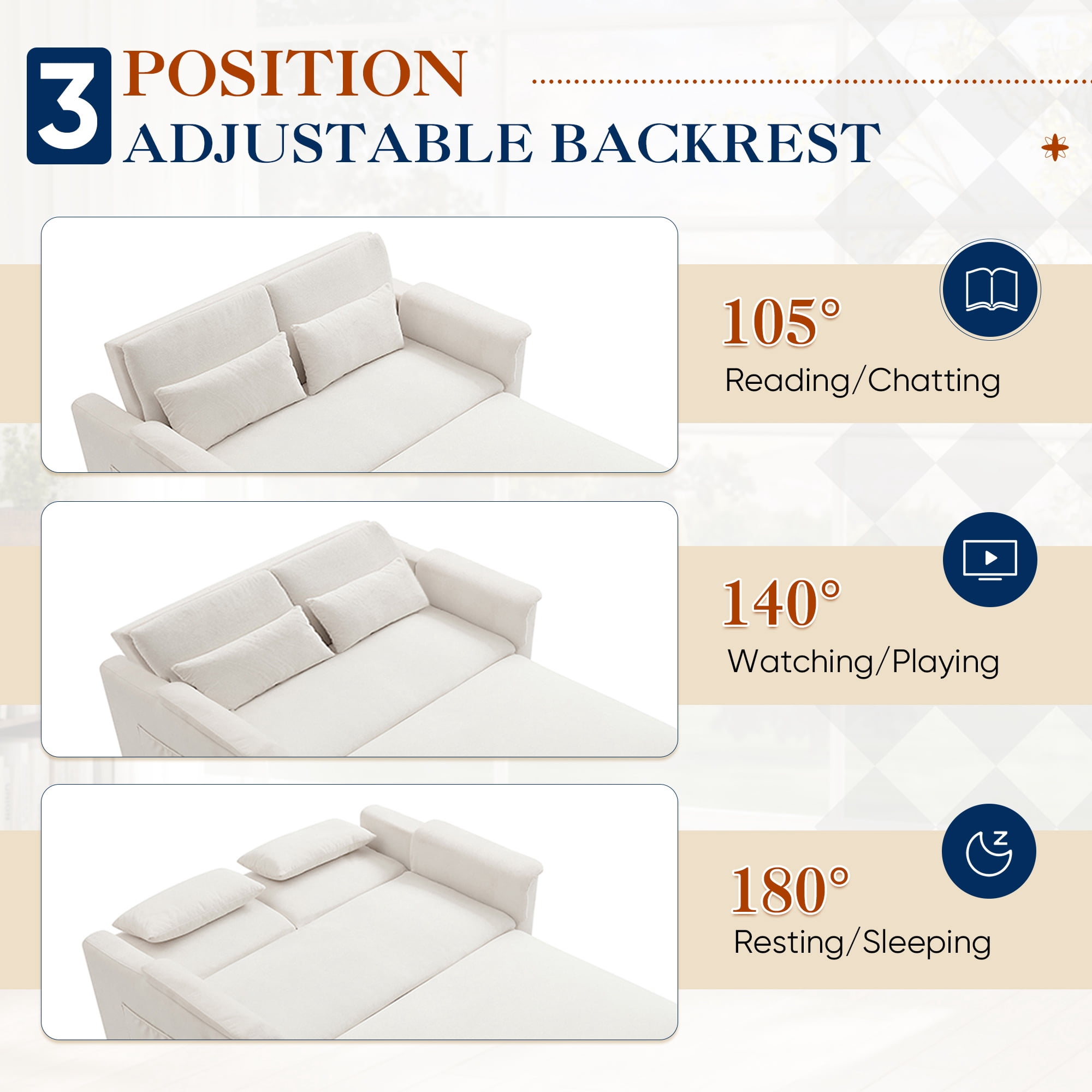 Lunale Convertible Sofa Bed with USB, 55" Loveseat Sleeper for Living Room, Apt, Beige Velvet