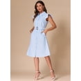 thumbnail image 4 of DARING DIVA Striped Shirt Casual Office Button Down Midi Dress S Blue, 4 of 6