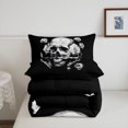 thumbnail image 5 of Homewish Goth Sugar Skull Full Size Comforter Sets,Romantic Rose Floral Bedding Comforter Set,Halloween Duvet,Black Reversible,3pcs,1 Comforter and 2 Pillowcases, 5 of 7