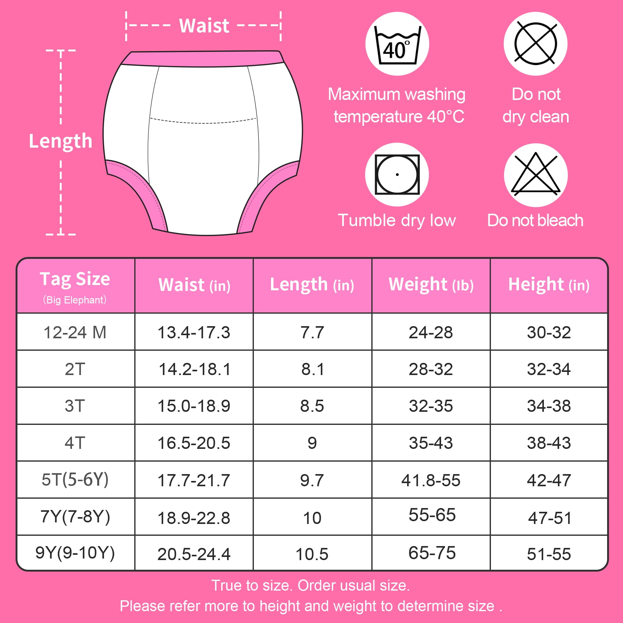 BIG ELEPHANT 10 Packs Baby Girls' and Boys' Potty Training Pants, 100% Cotton Absorbent Training Underwear for Toddler, 4T