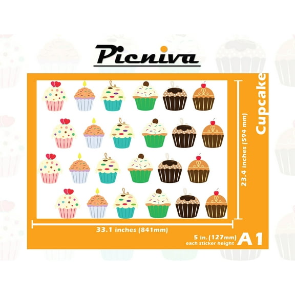 A1(5") Cupcake Baby Kid Nursery Room Decal Sticker Clear Vinyl Wall Art decor