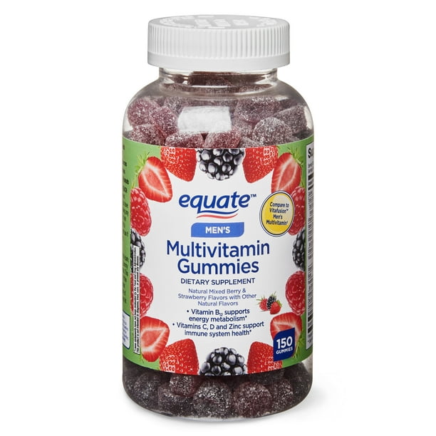 Equate Equate Men Multivitamins Gummies, Assorted Berry Flavor, 150