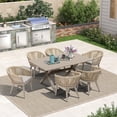 thumbnail image 4 of PURPLE LEAF 7 Pieces Patio Dining Set, Rectangular Aluminum Outdoor Table and 6 Wicker Chairs with Cushions for Garden Kitchen and Porch, Champagne, 4 of 11