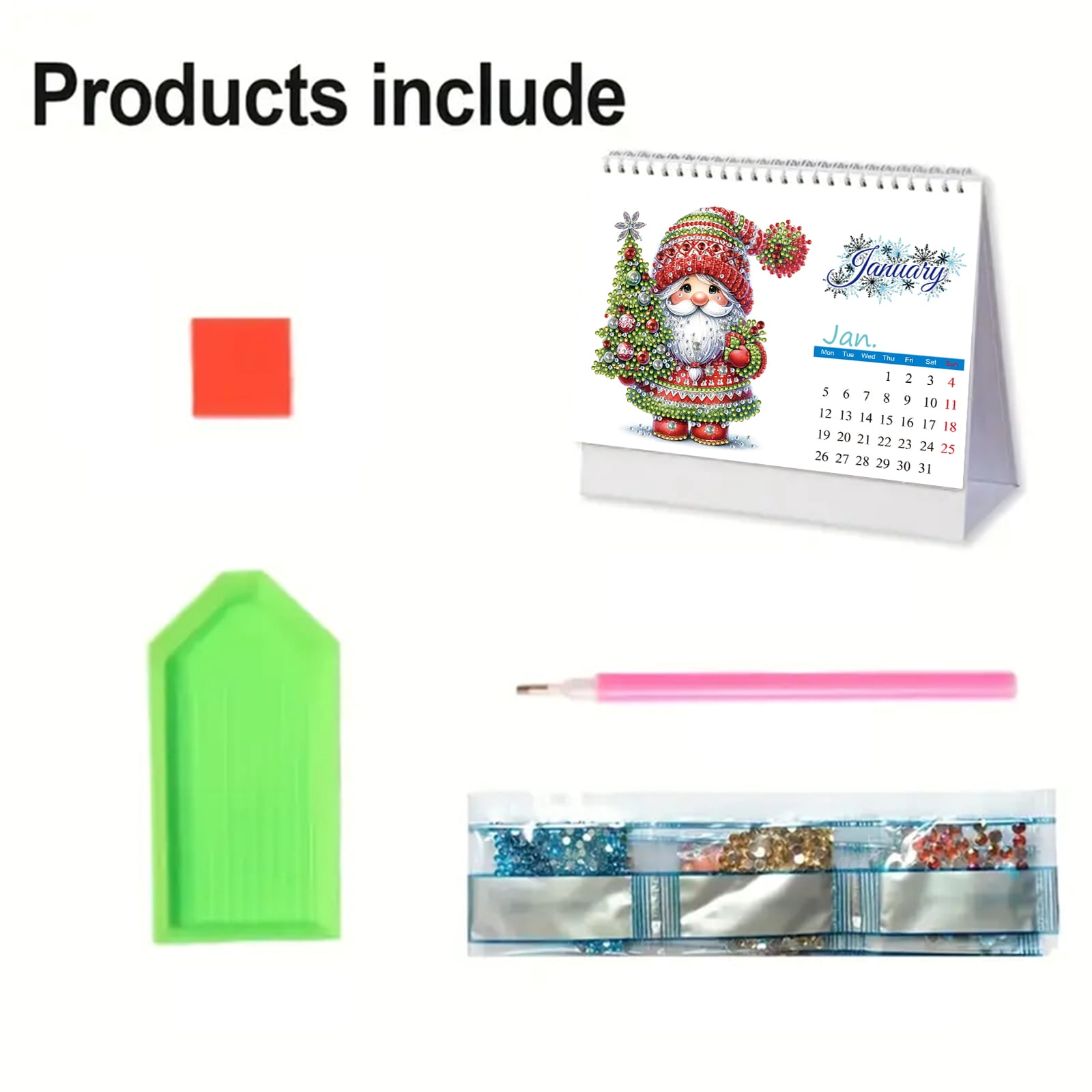 FLOPESN 2026 Desk Calendar DIY Diamond Painting Craft Kit – Complete Paper Calendar with Special Drills, Holiday Wreath & Gnome Themes for Home Office Decor-Mountain Squirrel
