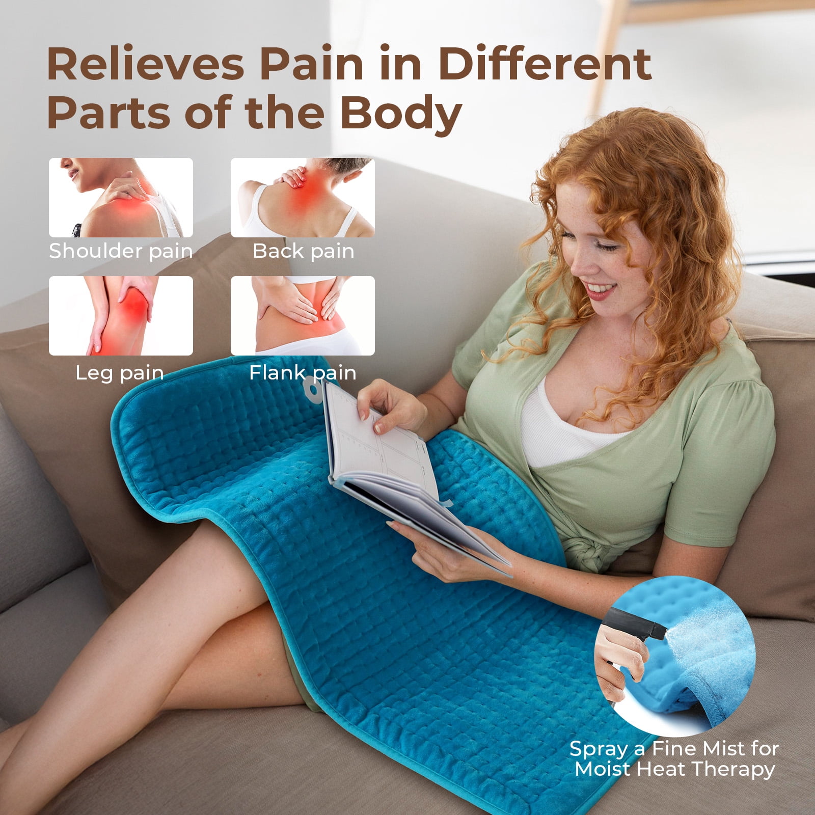 Coococo 33"x17" Large Electric Heating Pad for Back Neck Shoulders Muscle Pain, Cramps Relief with Auto Shut off, 3 Timer, 6 Temp Controller, Gifts