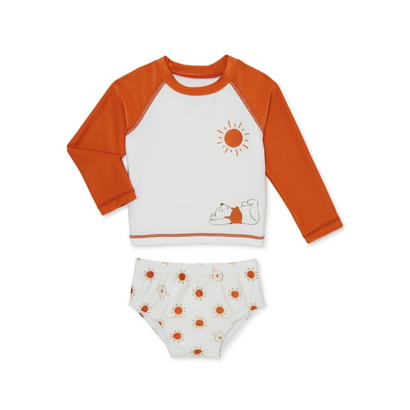 Winnie the Pooh Baby Long Sleeve Rashguard and Swim Bottom Set, 2-Piece, Sizes 0/3-12 Months