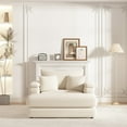 thumbnail image 4 of Corduroy Sofa, 43.3" Single Sofa with a Ottoman, a Back Pillow and 2 Toss Pillows, Comfy Cloud Sofa for Living Room Bedroom Apartment, Beige, 4 of 8