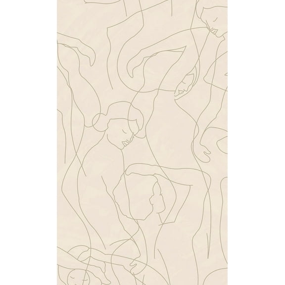 Light Beige Abstract Model Lines Non-Woven Wallpaper, Double Roll, 57 sqft