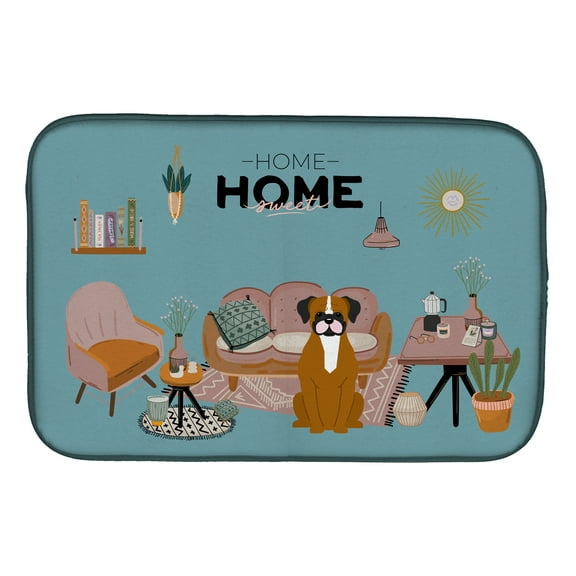 Flashy Fawn Boxer Sweet Home Dish Drying Mat