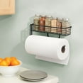 thumbnail image 2 of mDesign Wall Mount Metal Paper Towel Holder with Storage Shelf - Black, 2 of 7