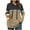 Brown, variant on qelini Hoodies for Women Ribbed Pullover Hooded Long Sleeve Sweatshirts Colorblock Knitted Tops Dressy Warm Clothes