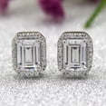 thumbnail image 4 of 4Ct Emerald Cut Lab Created Diamond Halo Women's Stud Earrings 14K White Gold Plated 925 Silver For Her, 4 of 4