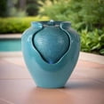 thumbnail image 3 of Teamson Home Hand Glazed Teal Pot Water Fountain with LED Light for Patio, Garden, Balcony, 3 of 11
