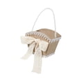 thumbnail image 4 of Cesta de la niña de la flor de arpillera Cesta de pétalos de flores con mango Bownot Body Flower Basket para banquete Decoración de la mesa, 4 of 8