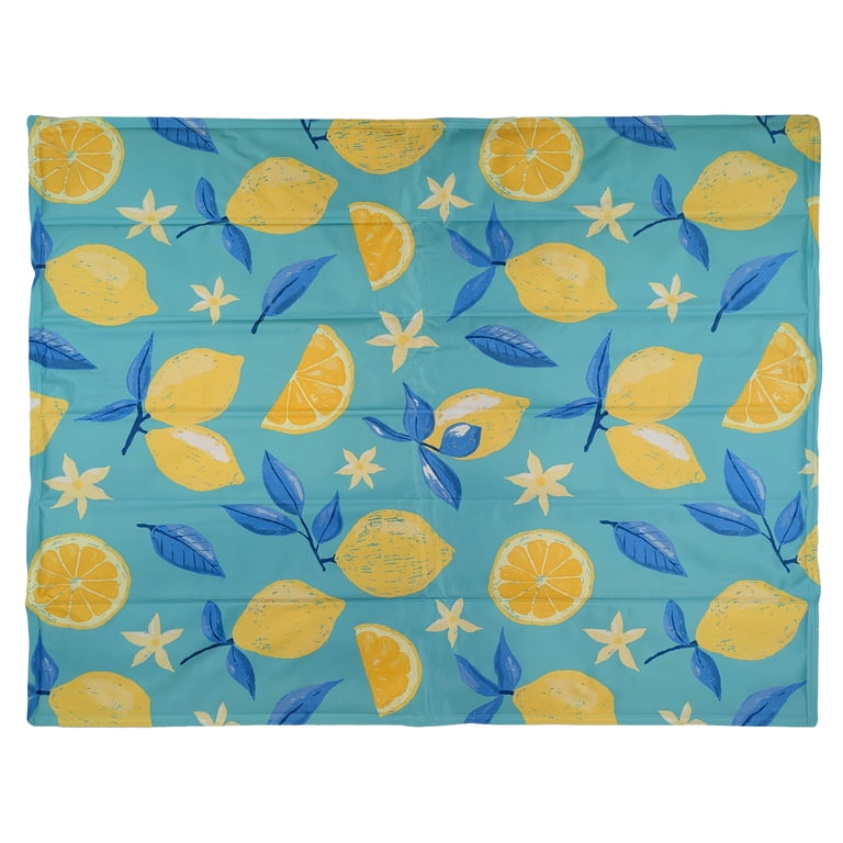 Large Dog Cooling Mat, Lemon Pattern Blue Yellow photo 1