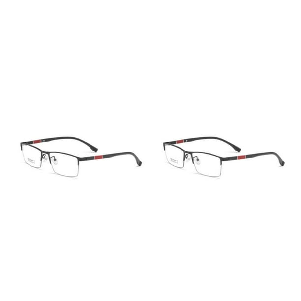 Qarigey Gafas de medio marco de metal unisex Lentes de plástico Gafas de cara grande Gafas miopes Gafas Business Daily Black Negro 2piezas