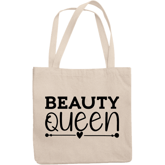 12oz Canvas Tote Bag - Beauty Queen Title with Heart Design - Beauty Themed Merch for Makeup Artist or Cosmetologist, Gift for Makeup Lovers & Beauticians