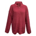 thumbnail image 4 of Hamky Chandails pour Femmes Chandails Chandails pour Femmes Tricot Manches Longues Fermeture à Glissière 1/4 Chandail Col Roulé pour Femmes Hauts Col Roulé Chandails d'Automne Rouge G, 4 of 7