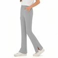 thumbnail image 6 of Girls Split Flare Pants Solid Color High Waist Stretchy Yoga Trousers Kids Casual Slim Comfy Long Pants Gray 11-12 Years, 6 of 7