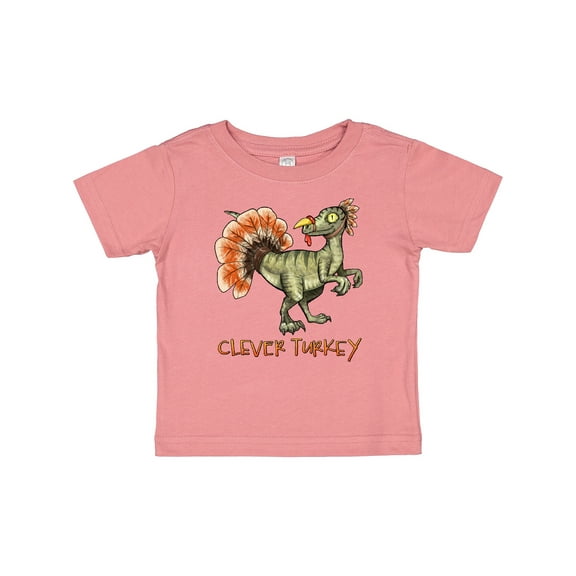 Inktastic Clever Turkey Thanksgiving Dinosaur Boys or Girls Baby T-Shirt