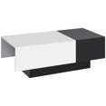 thumbnail image 1 of HOMCOM Table Basse Moderne avec Plateau Coulissant et Rangement Caché, Table Centrale Rectangulaire pour Salon, Noir/blanc, 1 of 10