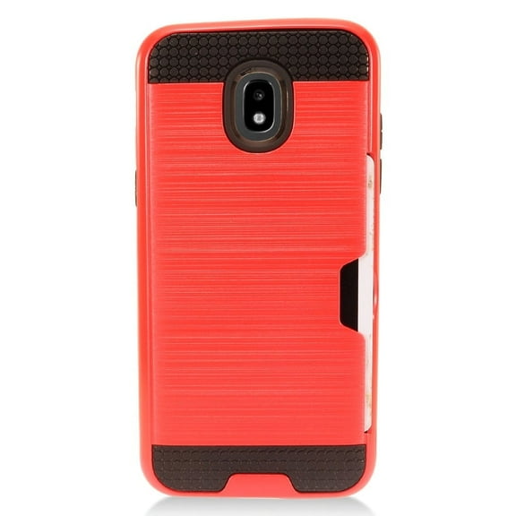 GSA Brushed Hybrid Card Case For Samsung Galaxy J7 (2018)- Red/Black