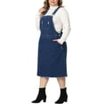 thumbnail image 4 of Unique Bargains Women's Plus Size Distressed Pocket Racerback Suspender Overall Dress 4X Dark Blue, 4 of 6